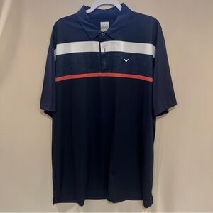 Callaway Men's Polo in Navy with White and Coral Accents